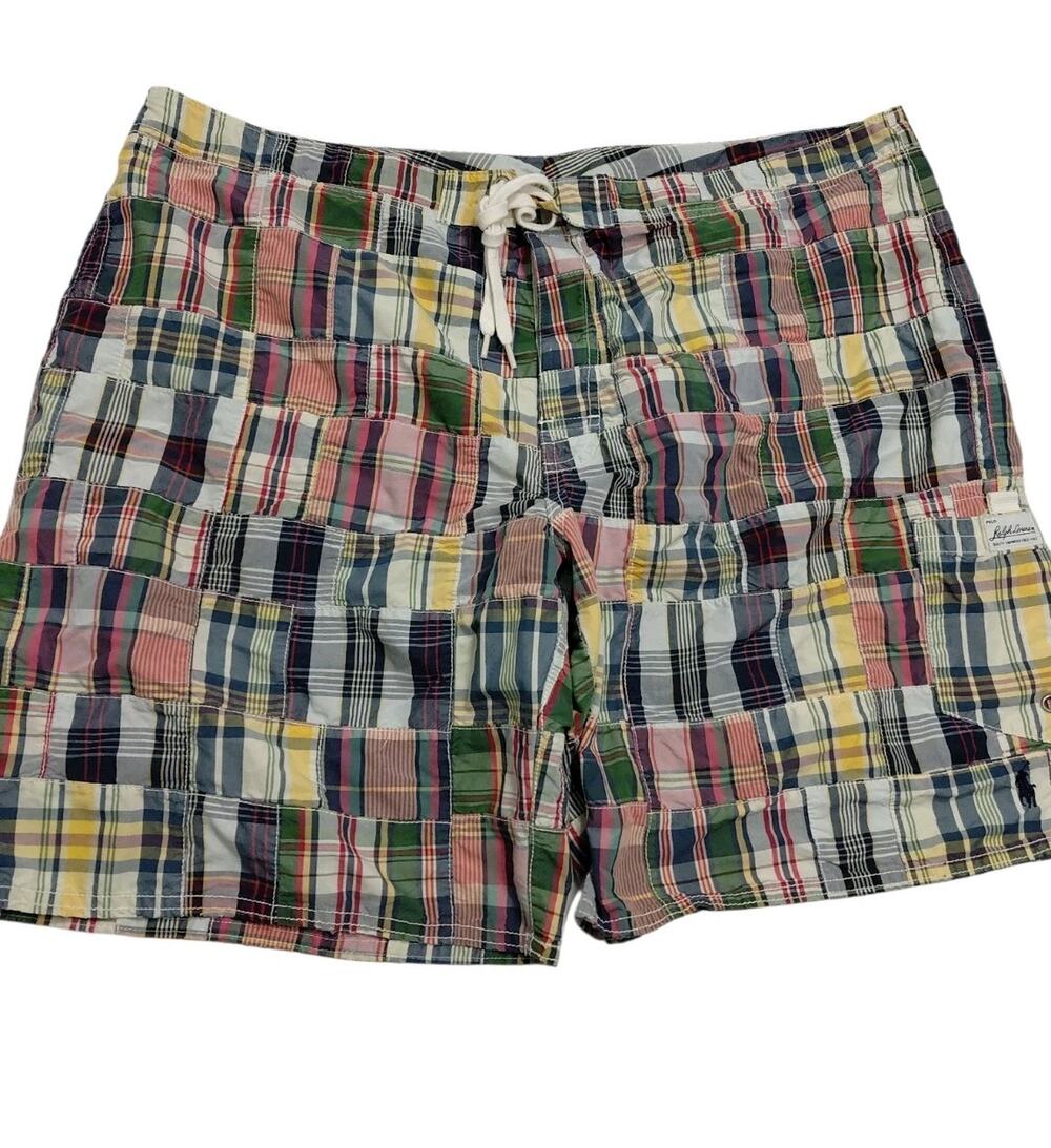 Vintage Polo Ralph Lauren Shorts Men's Size 40 Patchwork Swim Surf Trunks 90s